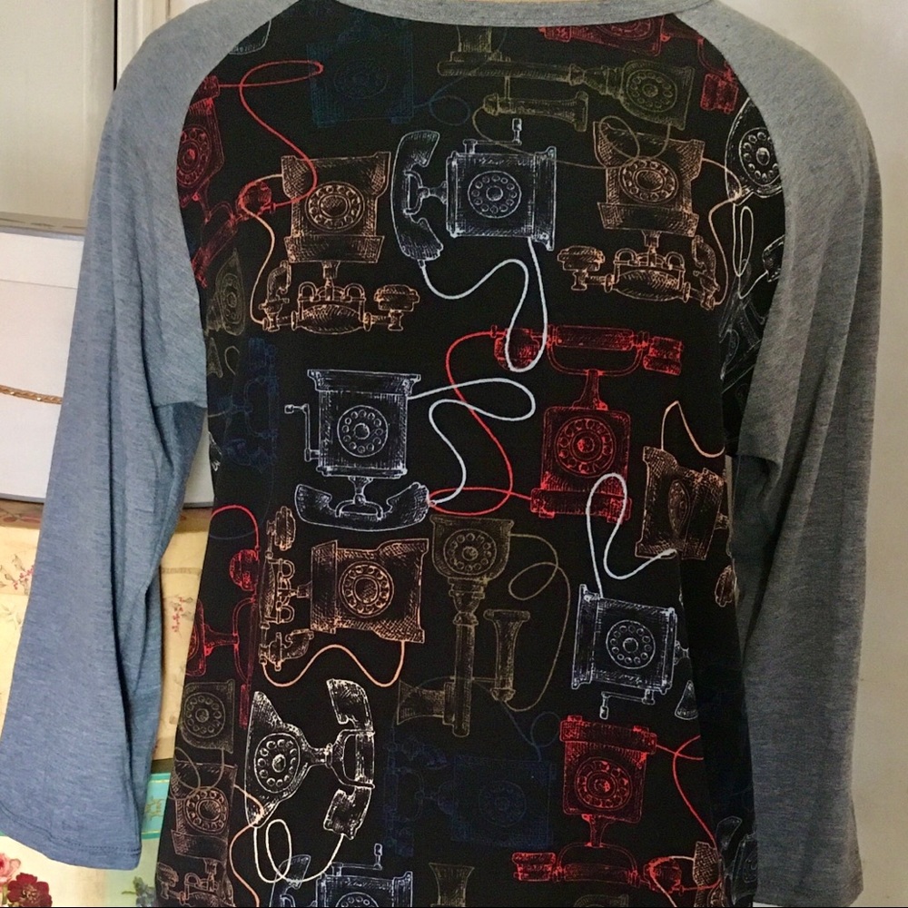 Lularoe Randy top in antique phone ☎️ print!